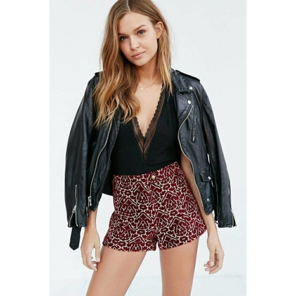 Ecote Hadley Shorts in Terra Cotta - Jacquard Tapestry Boho Festival Hig…